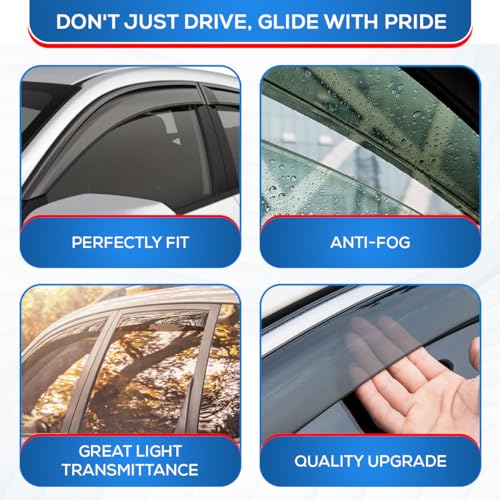 Image of IG Window Visors Fit for 2004-2009 Mazda 3 Sedan, Out-Channel Rain Guards Vent Wind Deflectors 4PC, Car Accessories for 04-09 Mazda 3 Sedan (Excludes Hatchback)