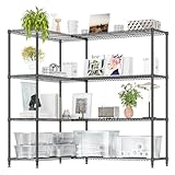 IZEUK Linked Storage Racks, DIY Adjustable Heavy Duty Metal Shelving Unit for Corner, Ideal for Kitchen, Garage, Warehouse, and Garden (Black, 4 Tiers, 15.7" D x 33.5" W x 59.5" H, 1147 lbs Capacity)