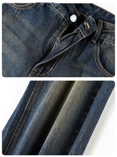 Jeans Pants Trousers Denim Wide Leg Floor Versatile Men's Washed2