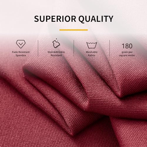 Image of Outpain 6ft Spandex Table Cloth for Standard Folding Tables-4Pack Burgundy Table Cloth Table Protector for Party, Wedding, Cocktail, Banquet, Festival