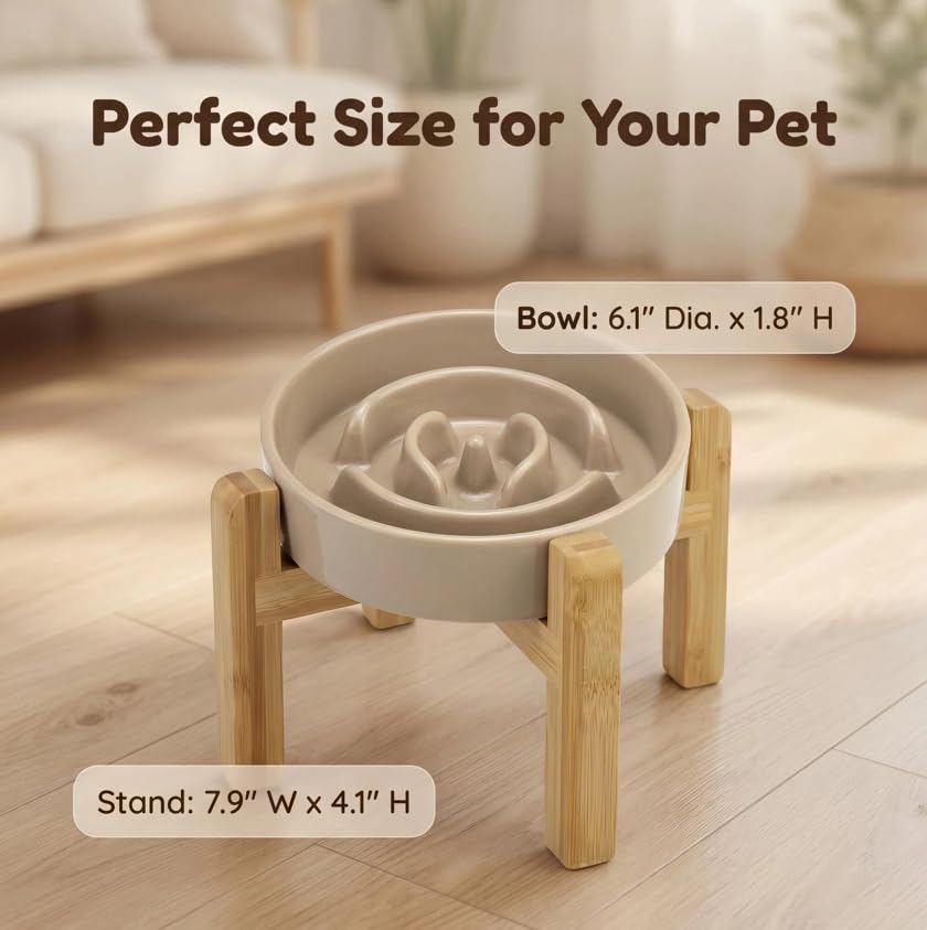 Raised Cat Slow Feeder Ceramic, Anti Vomiting and Whisker Friendly - Image 2