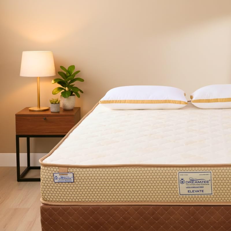 DREAMZEE Elevate™ 100% Natural Latex with Memory Foam Mattress Single Size 72x36x5 Inches | Hybrid Series | Dual Comfort Medium Soft & Hard | 7 Years Warranty