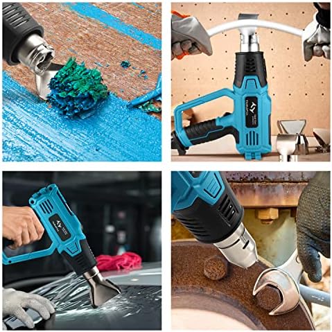 Heat Gun 2000W Tilswall Professional Hot Air Gun with 12 Modes Adjustable Temperature 50-600 , 4 Nozzles with Scraper, Memory Function for DIY, Stripping Paint, Shrinking PVC and Home Improvement