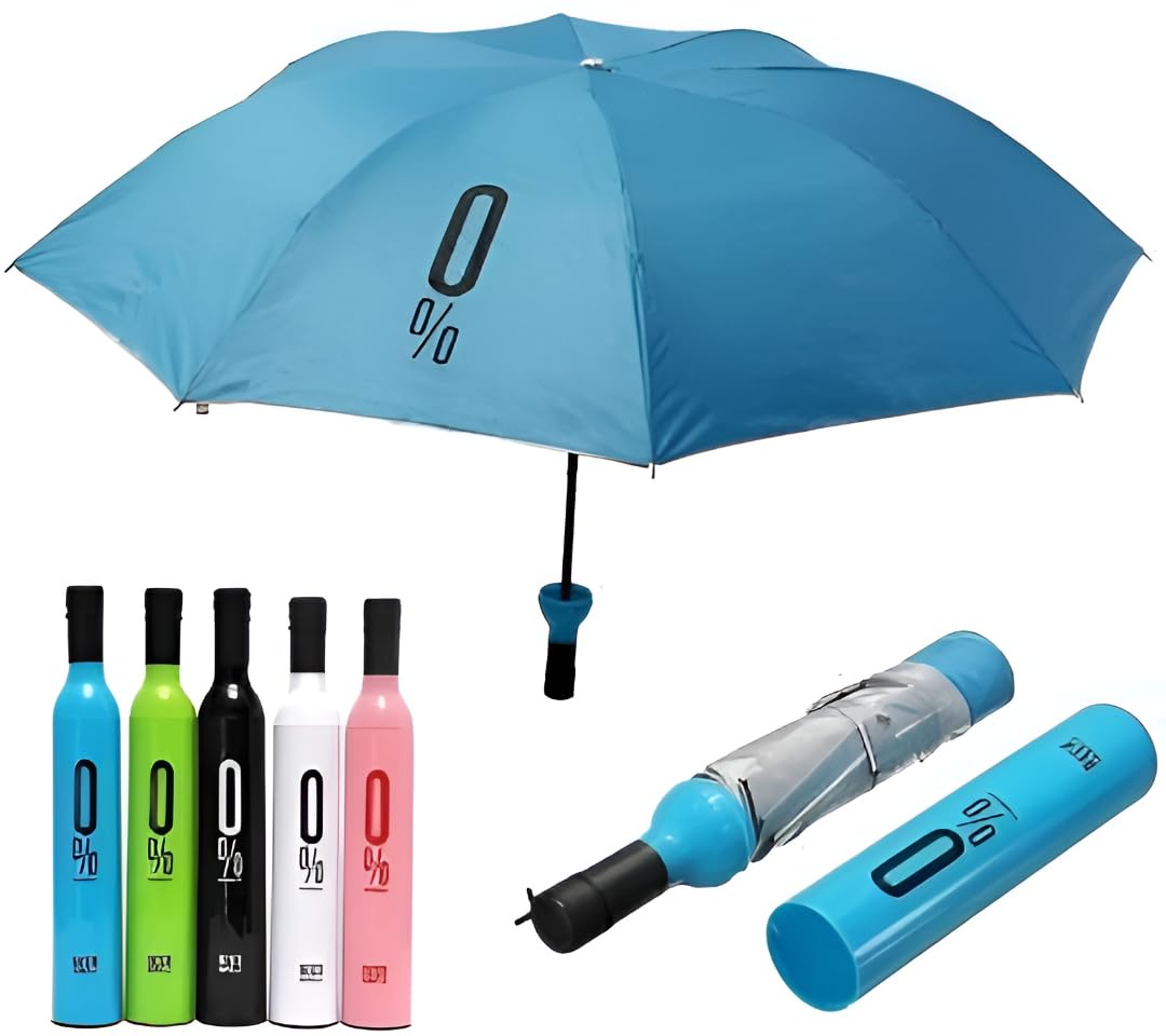 Bottle Shaped Travel Umbrella with Case, Compact Folding Umbrella with Automatic Open Close, Multicolor-image-13