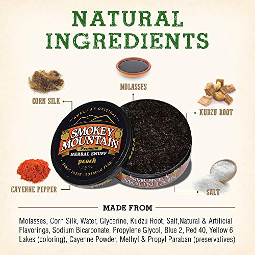 Smokey Mountain Herbal Snuff - Peach - 10-Can Box - Nicotine-Free and Tobacco-Free - Thumbnail 6