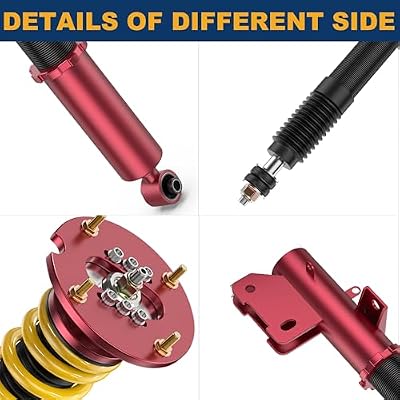 KUIPERAUTO Lowering Coilovers Struts Compatible for 2005-2014 Ford Mustang Front & Rear Shocks Adjustable Height Suspension Coil Spring Strut, Excludes Shelby GT500 (Set of 4)(Yellow)