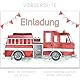 Einladungskarten Kindergeburtstag Feuerwehr – 20 Stück A6 mit Feuerwehrauto – Aus recyceltem Karton