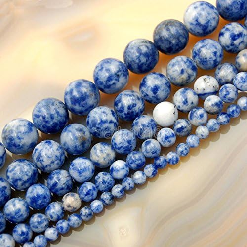 AD Beads - Cuentas de piedras preciosas naturales lisas, redondas, sueltas, 0.157in, 0.236in, 0.315in, 0.394in, 0.472in (0.157in, jaspe azul)
