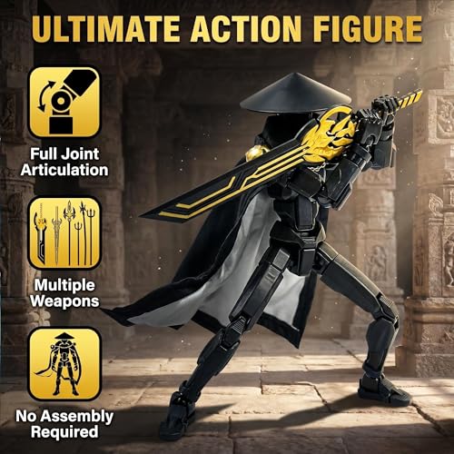 Image of Assembly Completed 2026 New Titan 13 Action Figure,Lucky Robot 13 Action Figures 3D Printed Multi Jointed Movable Figure,Nova 13 Action Figure for Collectors Desktop Decorations (Black White)