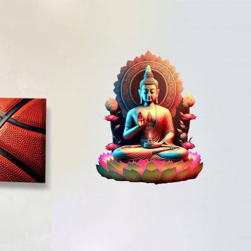 Image of Lord Buddha PVC Vinyl,Wall Sticker for Home Decor - Ideal for Living Room, Bedroom, Hall, Kids Room, Play Room (Size -45 cm x 45 cm) (Lord Buddha (-50 cm x 40 cm))