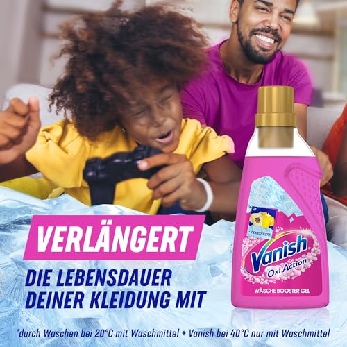 Vanish Oxi Action Gel Pink – 1 x 750 ml – Fleckenentferner und Wäsche-Booster Gel ohne Chlor – Für bunte Wäsche