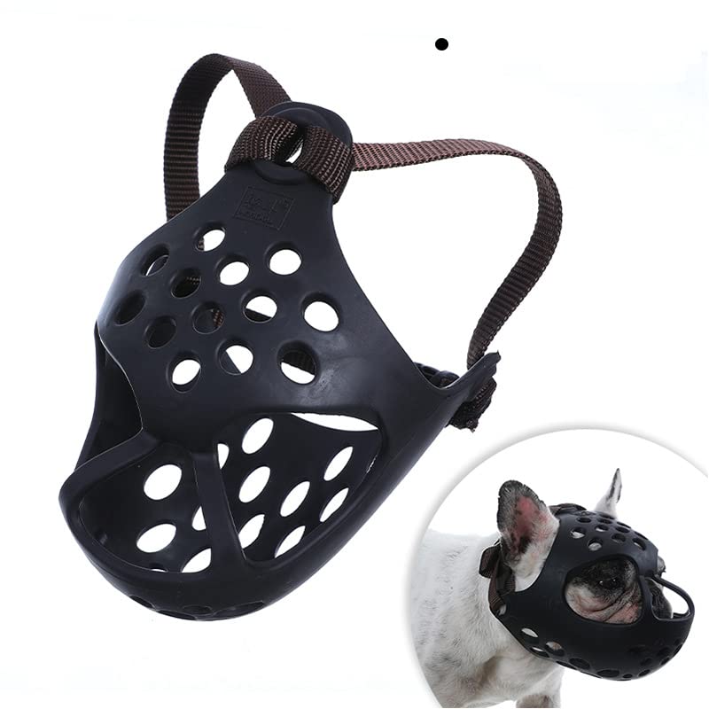 Muselière Panier pour Chiens Respirant Muselière de Chien à Museau Court avec Sangle Réglable Muselière pour Chien en Plastique Muselière Bouledogue Français Prévient L'aboiement Mâche