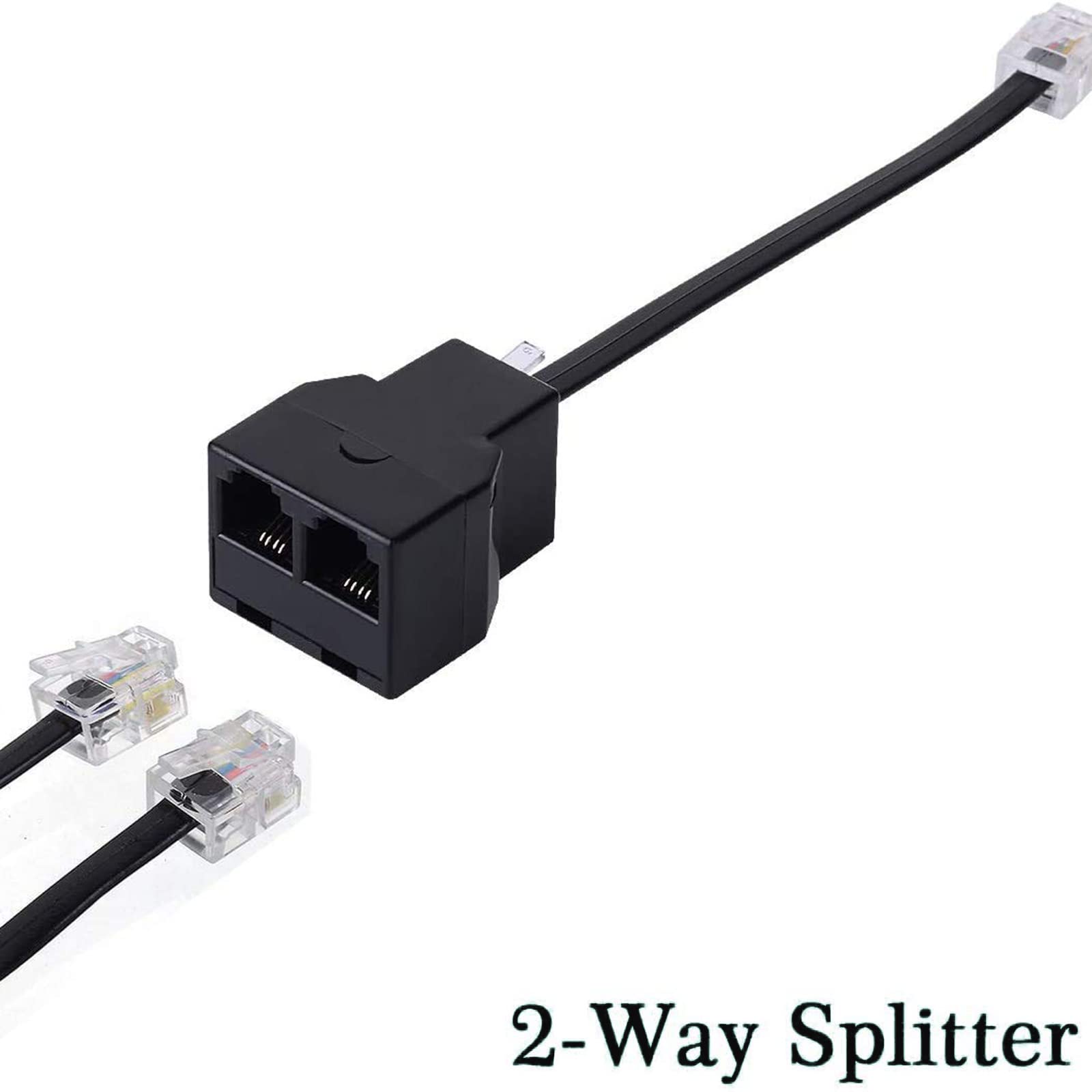 HAWAKA Telehone Ethernet Cable Adapter,RJ11 Phone Splitter Modular Cable Adapter,Telephone Adaptor Splitter Extension Cable RJ11 6P4C Male-2 Female Socket Phone Telephone Extension Cable - Image 4