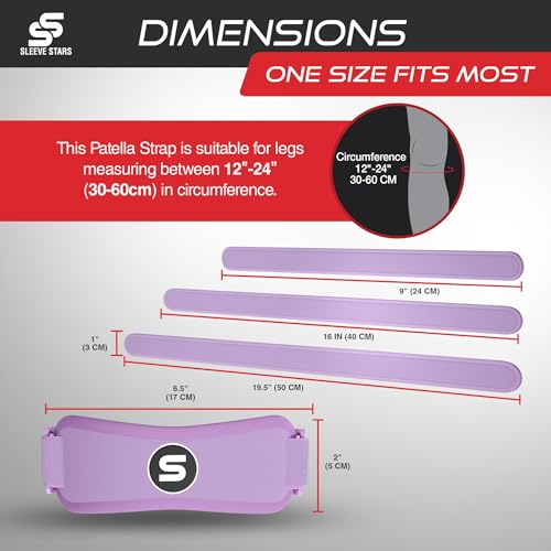Image of Sleeve Stars Swedish Brand Patellar Tendon Support Strap for Women & Men Effective Osgood Schlatter Knee Brace Youth & Kids Knee Brace with 3 Adjustable Length fits 12 inch-24 inch (Pair /Light Purple /Adult)