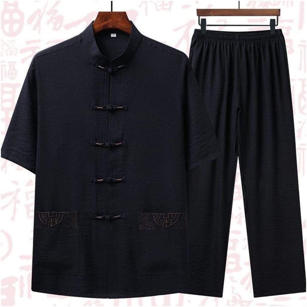 Tai Chi Kleidung Chinesische Kung Fu Kleidung Weiche Männer Erwachsene Tai Chi Kung Fu Uniformen Traditionelle Chinesische Kleidung Set Leinen Kurzarm Stickerei Lässige Chinesische Kostüme ( Color : #