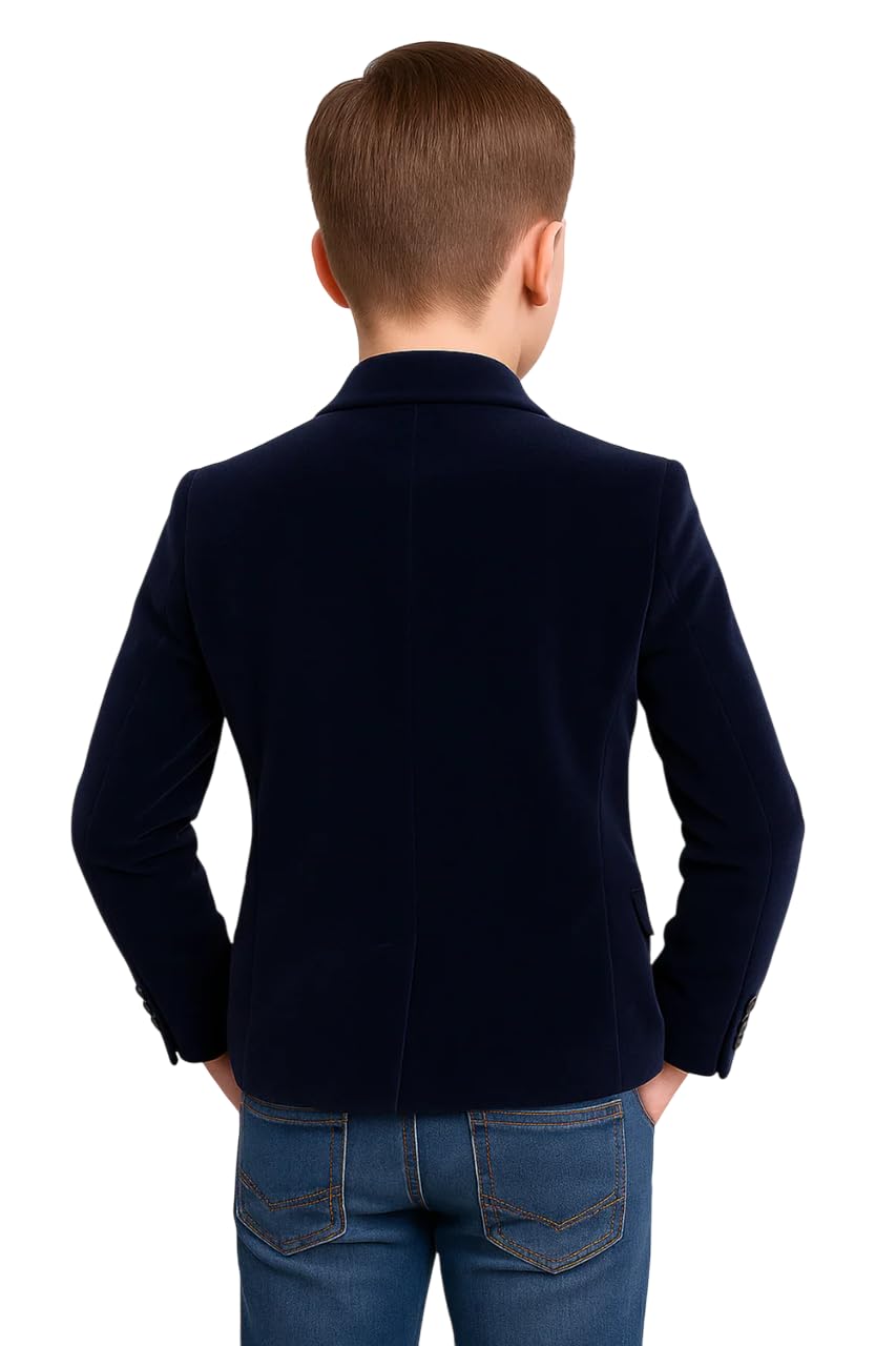 SIRRI Chłopięca aksamitna marynarka o kroju slim fit z klapą szal, smoking na studniówkę i wesele