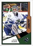 2023-24 Upper Deck AHL Tendys Hockey #T-4 Arturs Silovs Abbotsford Heat Official American Hockey League Trading Card (Stock Photo Shown, Card in Near Mint to Mint Condition)