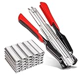 PKNYBZH Hog Ring Plier Fence Stapler with 2500 Pieces Stainless Steel Hog Rings for Various Breeding Cages, Fences, Car Cushions