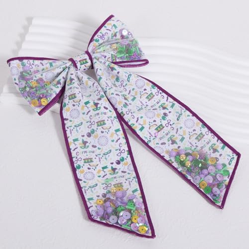 Pinza para cabello con moño Mardi Gras 5 pulgadas miniatura 2