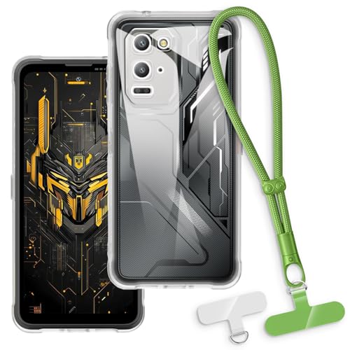 OAGELIM 2-in-1�ی�P�[�X�ƃ��X�g�X�g���b�v Blackview Fort 5 �Ƃ̌݊������� ���O���\�ȃ��j���[�h�t���d�b�J�o�[�A����~�ߕ����h�~�O���b�v�n���h�� (�N���A + �O���[��)