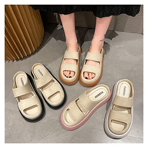 Beach Sandals Sandals Female Cute Versatile Fashion Trend Muffin Bottom Slippers Pillow Slippers(White,36-37)2