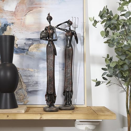 Set de 2 estatuas decorativas de mujeres en polystone miniatura 5