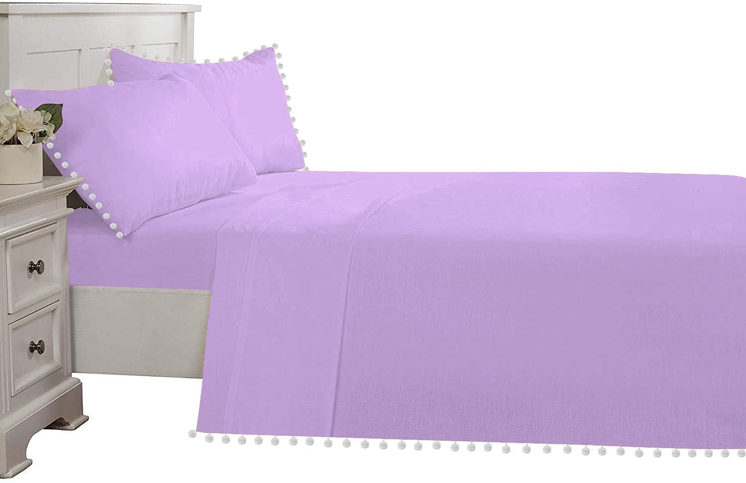 Parure De Draps Olympic Queen – Coton égyptien 1000 Fils – Lavande Unie – 4 Pièces