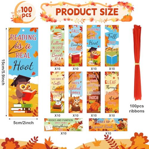 Marque-pages automne lot de 100 avec rubans pour Thanksgiving - 2