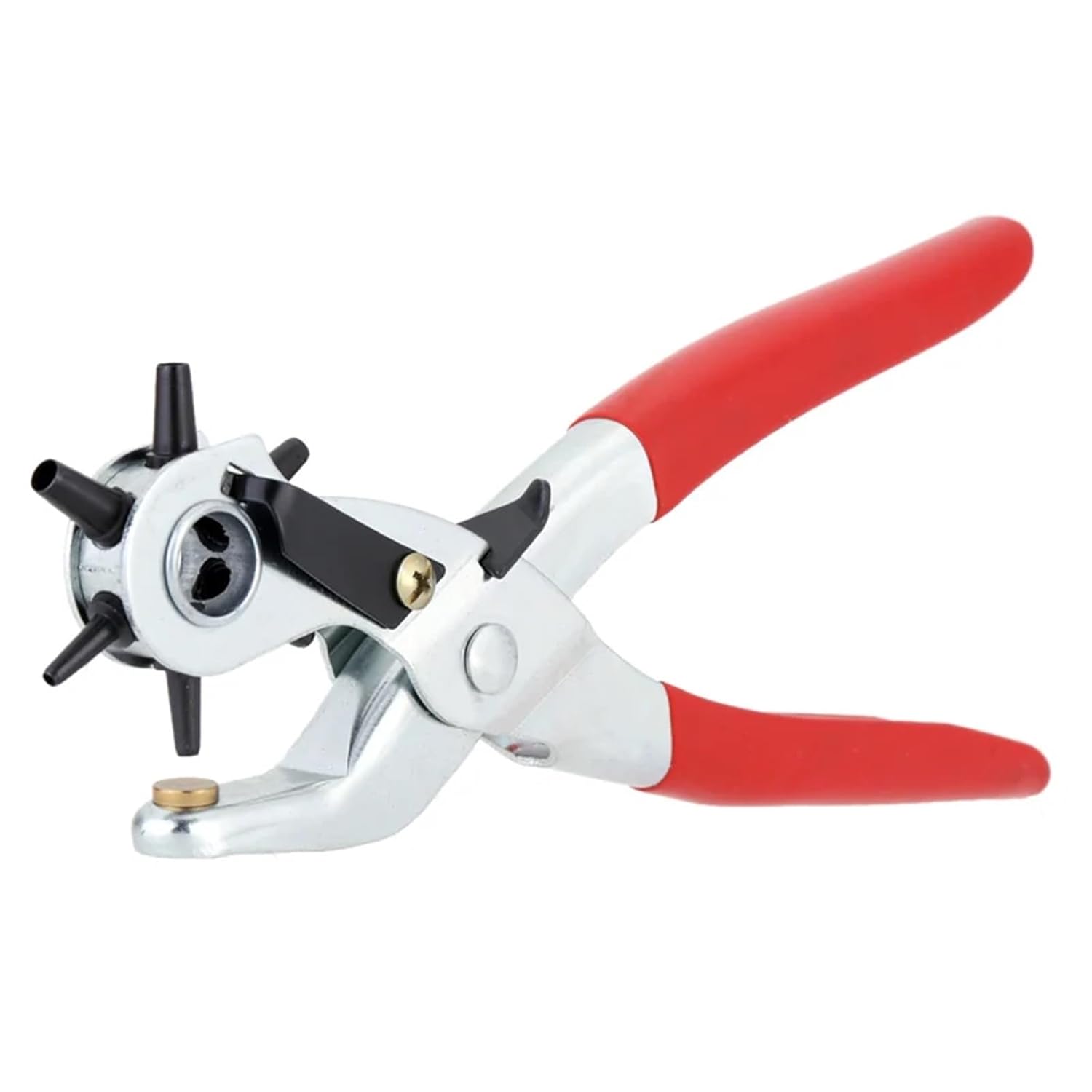 Eyelet Hole Puncher Leather Belt Hole Punch Plier Revolve Sewing Machine Bag Setter Tool Watchband Strap(Puncher A Set)