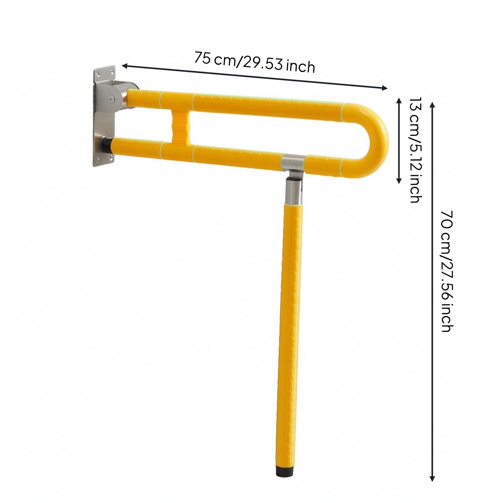 Maniglione Bagno Salvaspazio, Giallo, Giallo, Modello Con Gamba Da 75 Cm