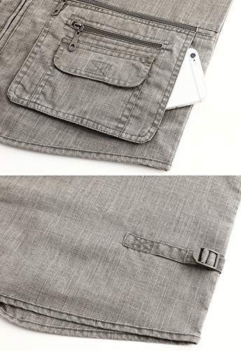 Image of Hbufnha Men's Casual Safari Travel Vest 16 Pockets Outdoor Work Vest Sleeveless Jacket Fishing Hiking Photograph