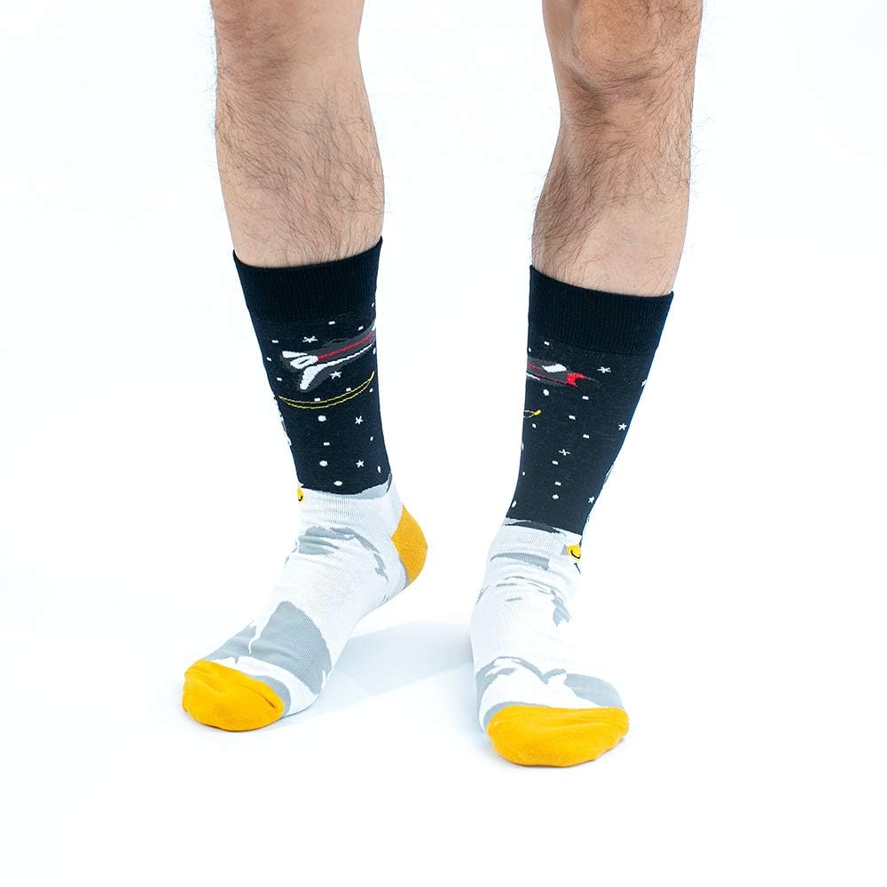 BONANGEL Calcetines Funky para Hombre, Calcetines Navideños, Divertidos y Coloridos Calcetines de Vestir de Algodón Loco, Regalo para Hombres Papá Novio