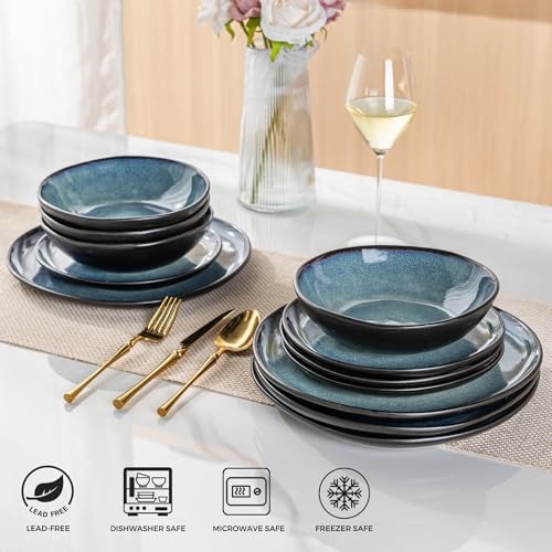 Image of AmorArc Ceramic Dinnerware Sets for 8, 24Pcs Plates and Bowls Sets Dishes | Stoneware Handmade Reactive Glaze Dinner Set, Highly Scratch Resistant | Dishwasher & Microwave Safe Dishware