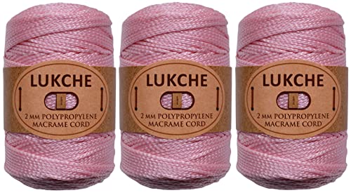 Corde macramé 2mm rose clair lot de 3 écheveaux polyester - 2