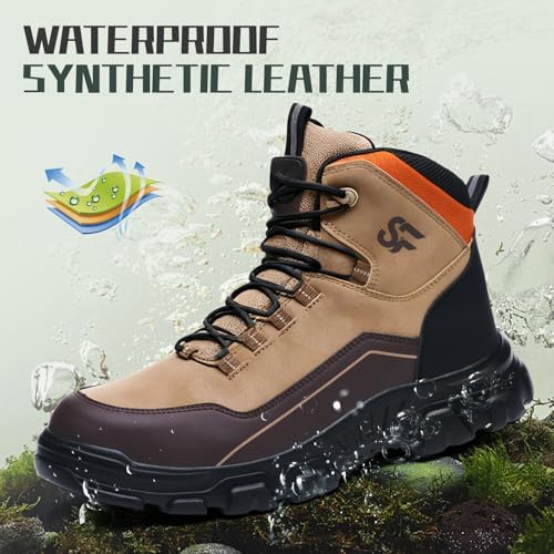 Image of Steel Toe Shoes for Men,Lightweight Work Shoes,Mens Indestructible Safety Boots,Puncture Proof Construction Steel Toe Sneaker.