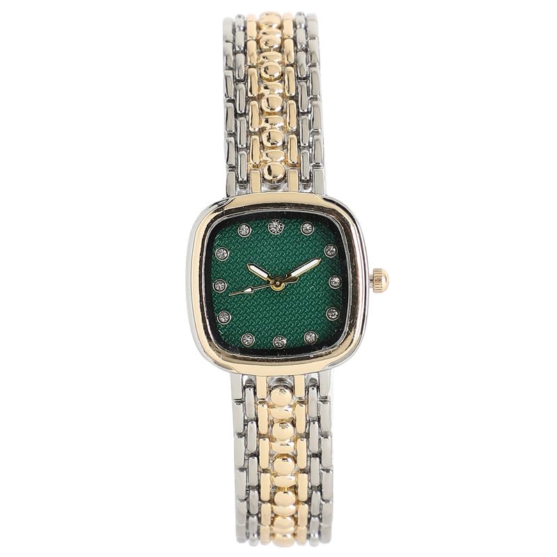 Women's The Amuné Square Watch | Multicolour Stainless Steel Strap | Emerald Green Dial | One-Size | Foldover Closure | Quartz | Analogue | Wrist Belt Watch for Female and Girls-image-16