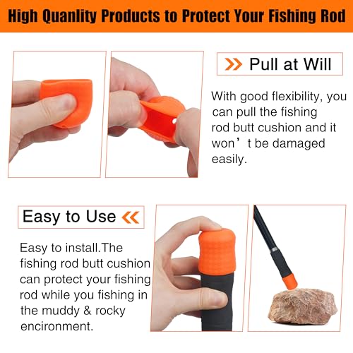 Coussin de canne à pêche silicone antidérapant protection orange durable - 4