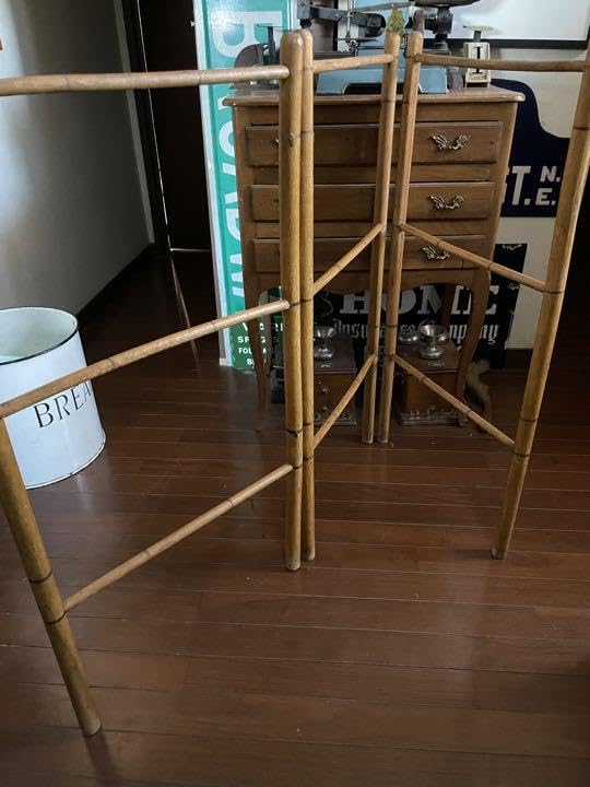 フランスアンティーククロスタオルバーラック木製折りたたみ間仕切り