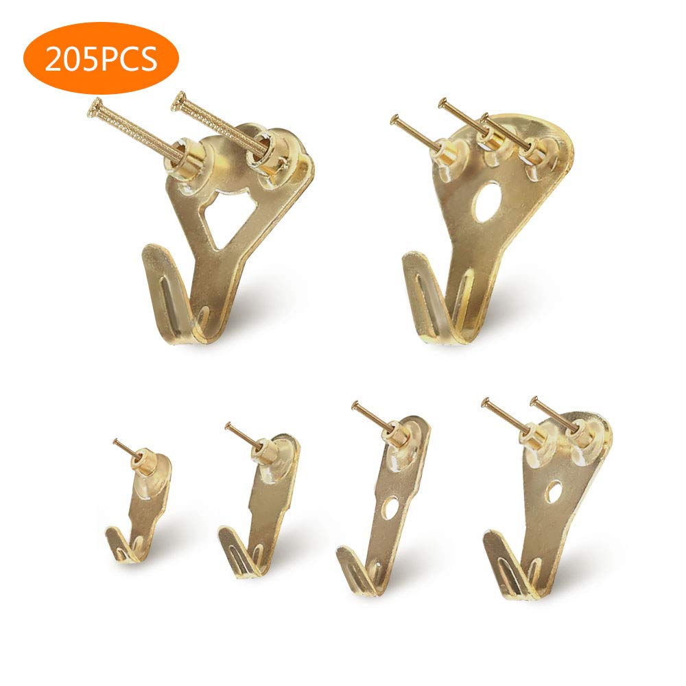 205 Pcs Picture Hangers, VSANNSZ Photo Frame Hooks Heavy Duty Assortment Picture Hanging Kit with Nails for Home and Office Wall Hooks