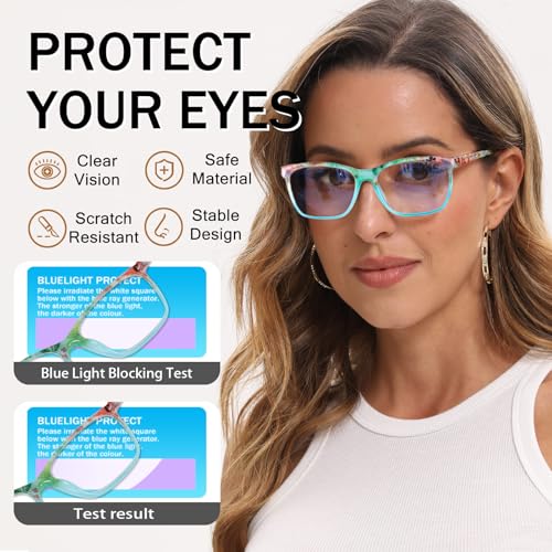Image of SIGVAN Ladies Reading Glasses Blue Light Blocking Spring Hinge Fashion Pattern Print Eyeglasses for Women