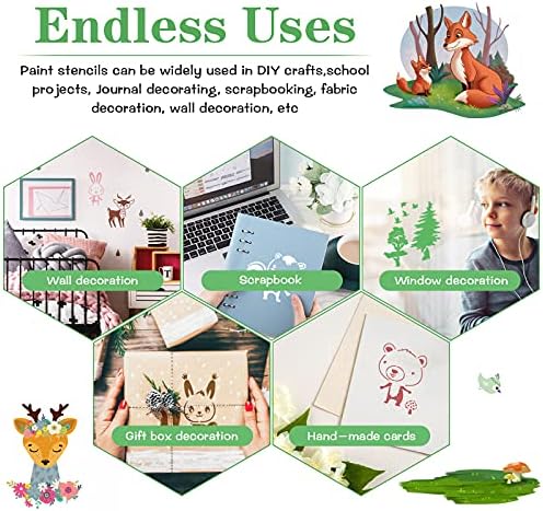 20 PCS Stencils for Kids 6 Inch Animal Drawing Stencils Reusable Plastic Animal Template for Drawing Painting Arts and Crafts Wall Decor