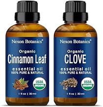 Organic Clove Bud Oil and Organic Cinnamon Oil - 100% Natural, Pure, Therapeutic Grade Essential Oils for Diffusers, Aromatherapy, Personal Care - Natural Mood Enhancers - Bundle by Nexon Botanics