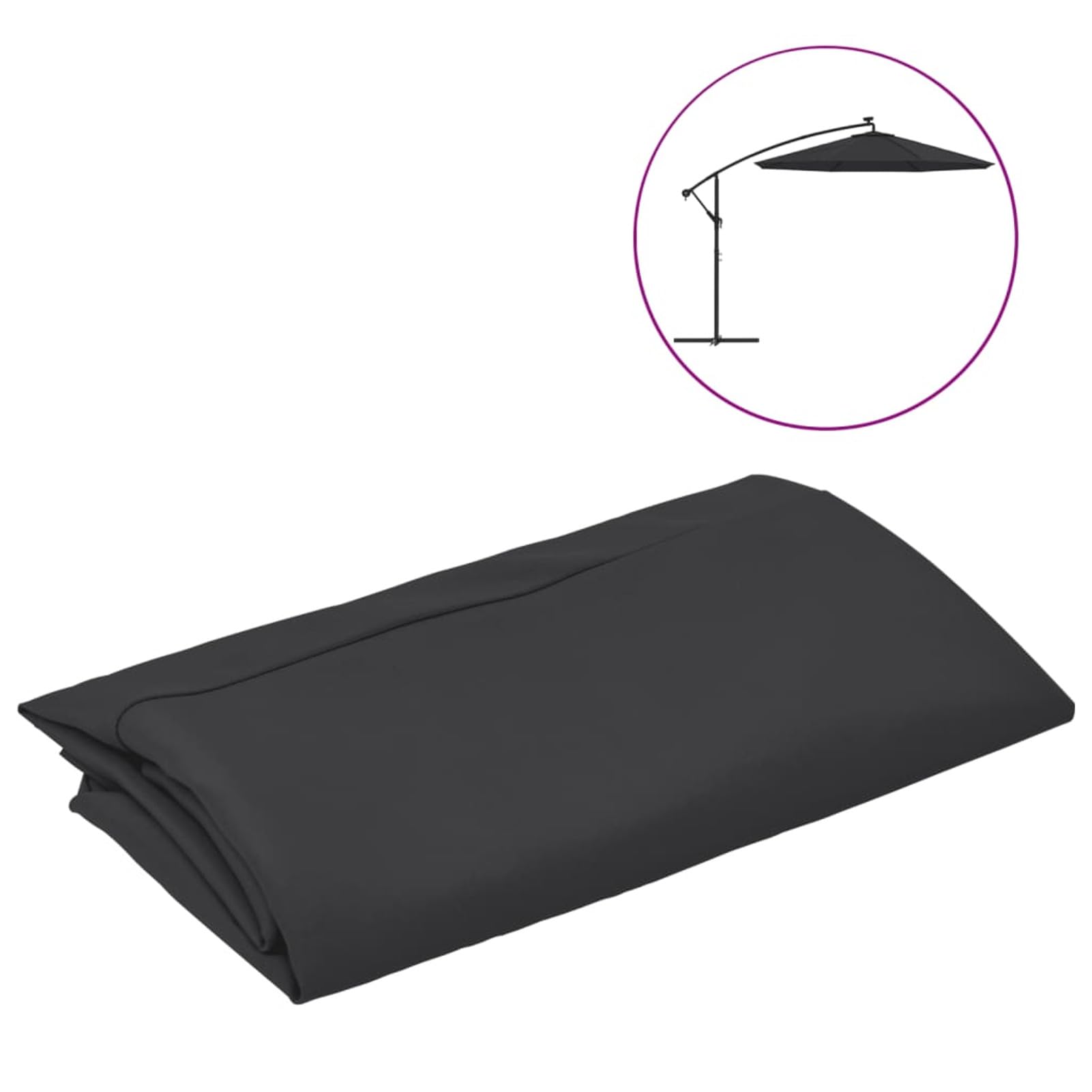 Telo di Ricambio per Ombrellone a Sbalzo Nero 300 cm,Telo Gazebo Copertura in Tessuto Poliestere 100% - Telo per Gazebo da Giardino Esterno Vari Modelli
