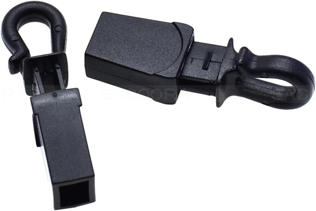 UZUPRO Spring Locks Clasp，Rope lock Cord Locks,Toggles 50pcs/pack Zip Clip Buckle Zipper Pulls Cord Rope Ends Lock Black for Paracord/Backpack/Clothing