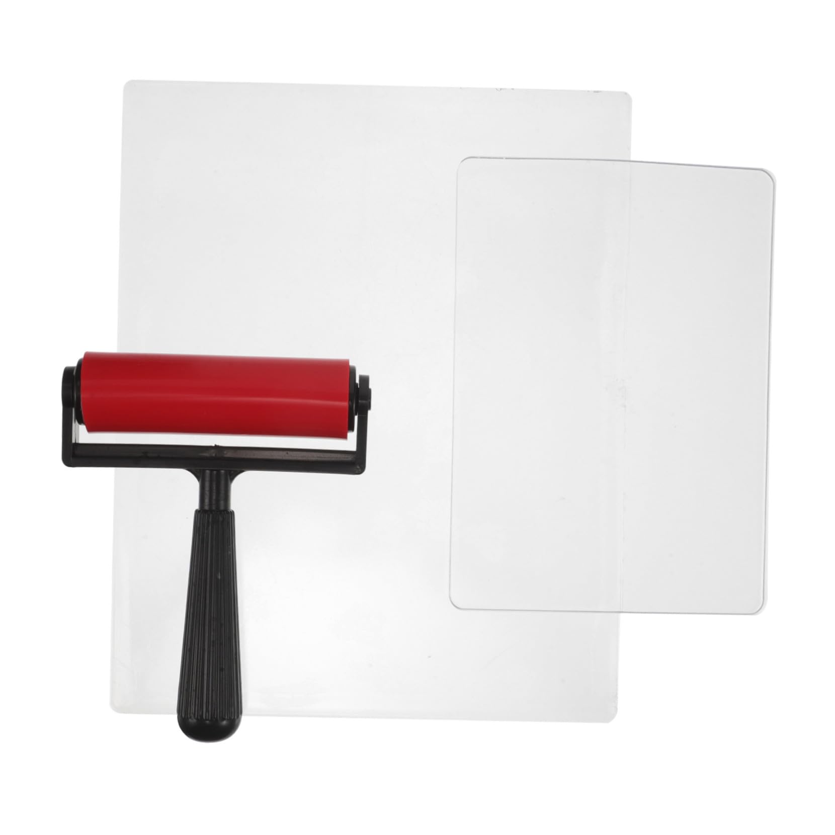 Rouleau pour plaque gel d'impression compact en plastique et gel avec pinceau intégré