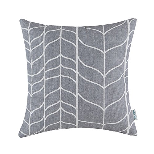 CaliTime Canvas Throw Pillow Cover Case for Couch Sofa Home Decoration Modern Chevron Stem Panels Geometric 18 X 18 Inches Medium Grey