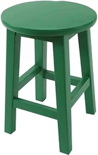 Taburete redondo portátil de madera maciza para dormitorio y mesa de centro, color verde, 30 x 45 cm