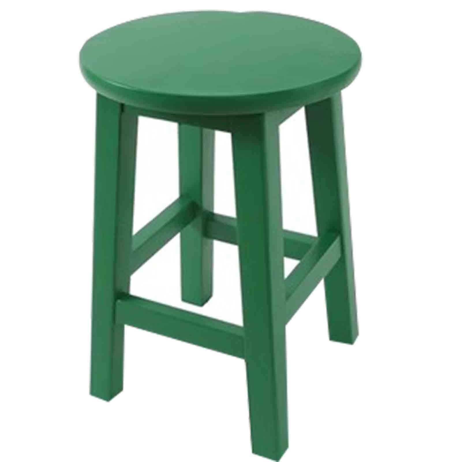 Petit tabouret rond en bois massif vert pour chambre, meuble de table basse