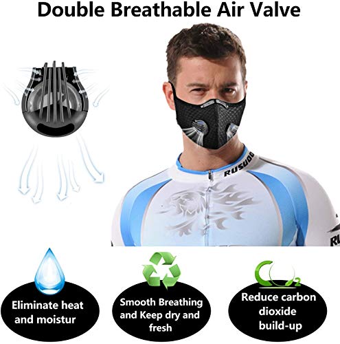 Begleri Anti-poussière Anti-Pollution Sport Lavable Réutilisable pour Le Cyclisme et la Course à Pied, Ensemble 2 (Noir) - Image 6