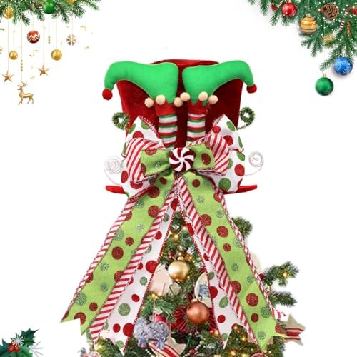 Christmas Tree Topper Hat with Bow, Velvet Top Hat Ornament with ...
